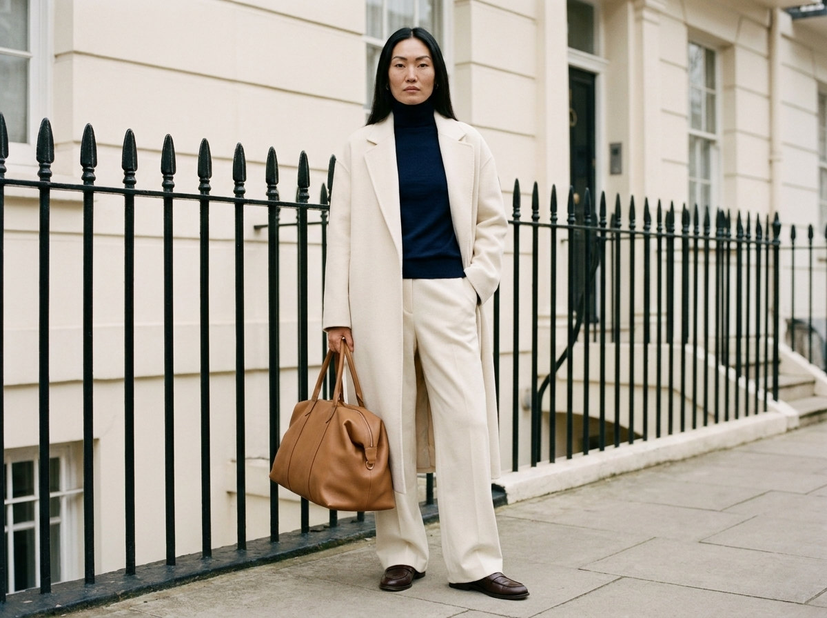 Wool Overcoat worn in Mayfair