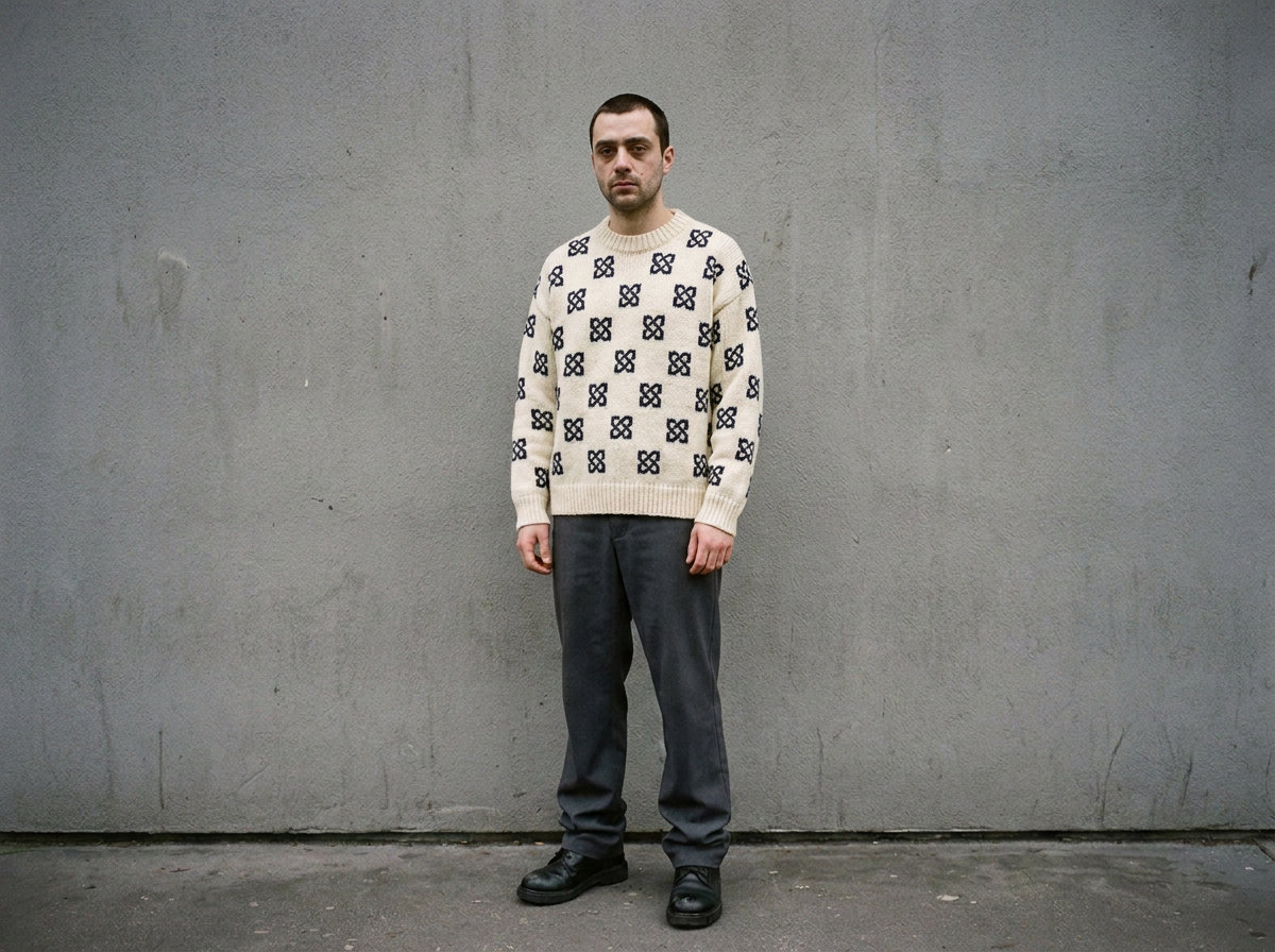 Jacquard Knit worn on a London street