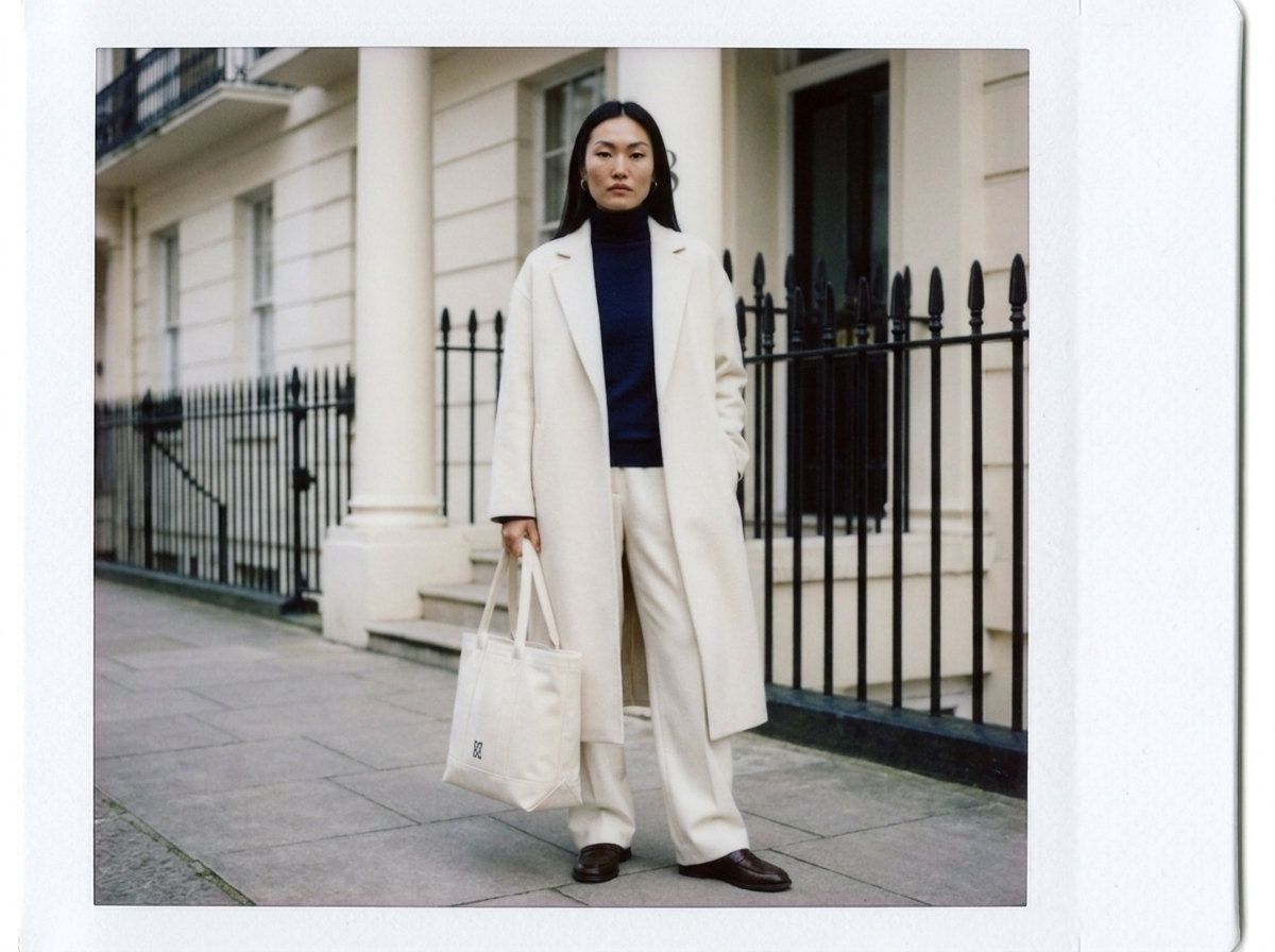 Coated Tote carried in Mayfair